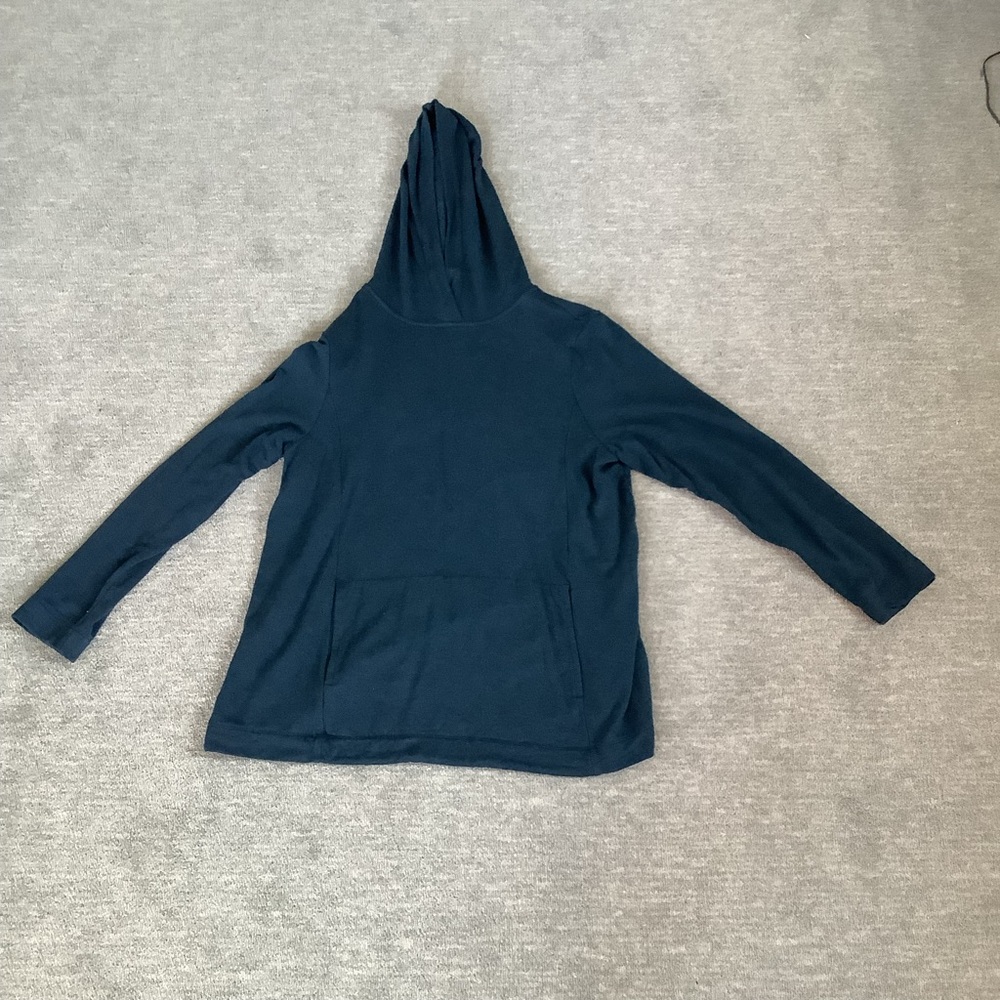 Purejill Tranquility Fleece Dark Heather Blue Hooded Top Sz. MP - Picture 3 of 8